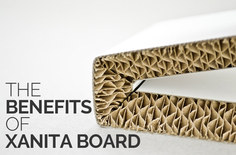 benefits of xanita board|sustainable|acoustic baffels|direct-print|flat-pack|lightweight|recyclable|strong|subheader